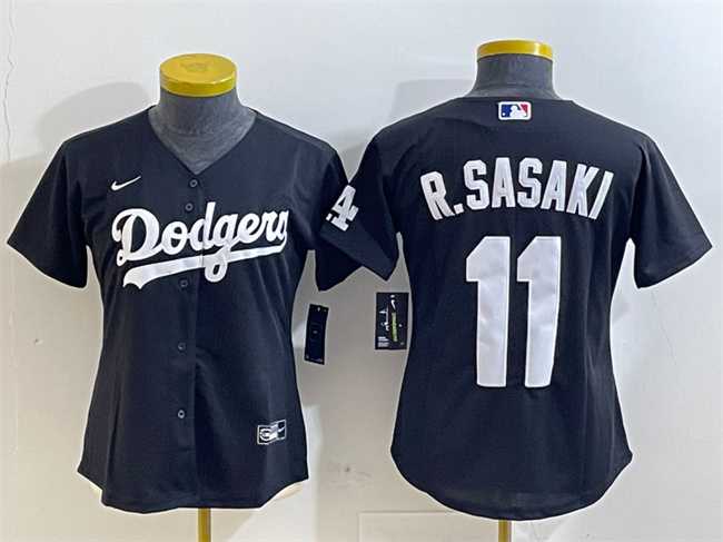 Women%27s Los Angeles Dodgers #11 Roki Sasaki Black Cool Base Stitched Jersey->mlb womens jerseys->MLB Jersey